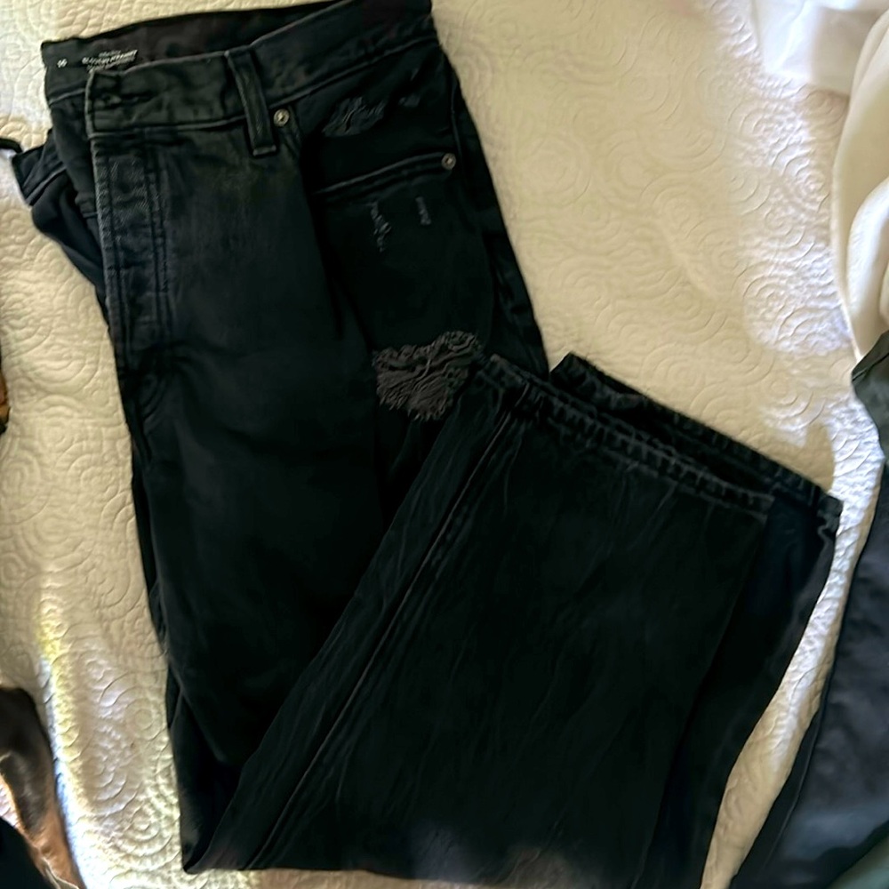 Old Navy 16 high rise slouchy straight black jeans